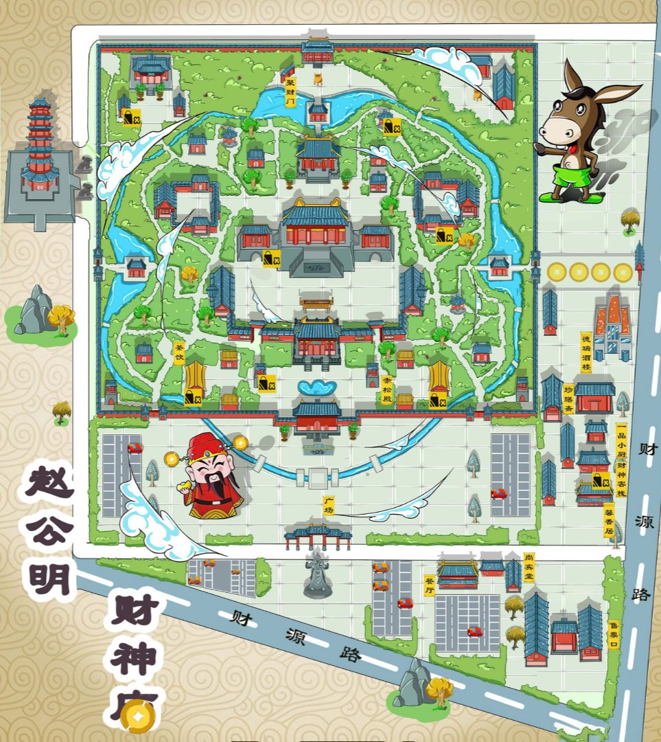 张掖寺庙类手绘地图